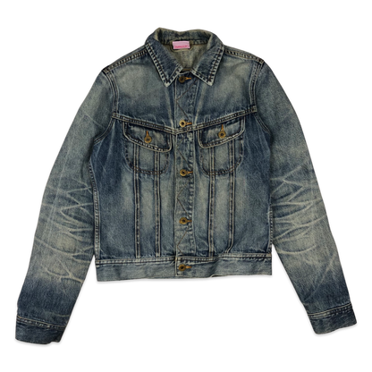 Vintage Y2K Fishbone Blue Denim Jacket 10