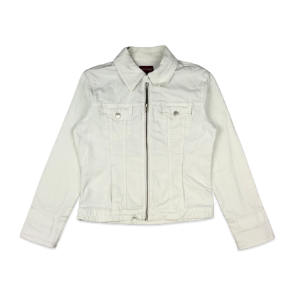 Vintage Y2K Biaggini White Zip-up Denim Jacket 12