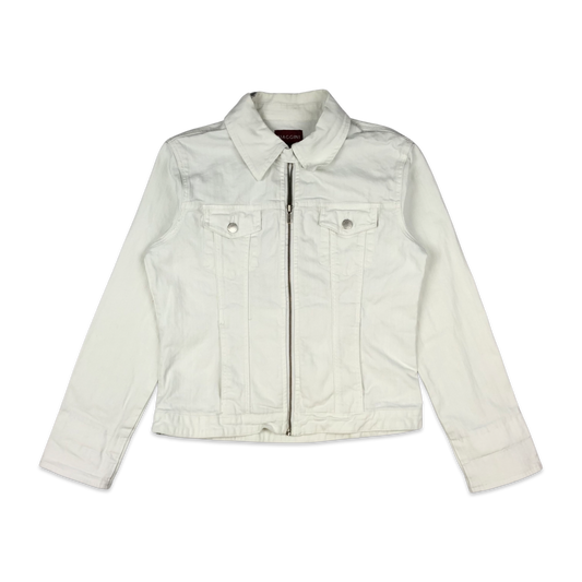 Vintage Y2K Biaggini White Zip-up Denim Jacket 12