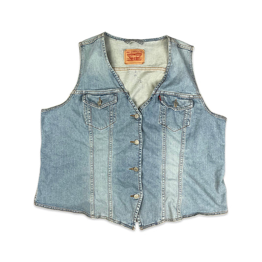 Vintage Levi's Distressed Stonewash Denim Waistcoat 18 20
