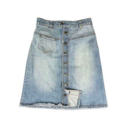 90s Y2K Blue Denim Button-up Midi Skirt 10