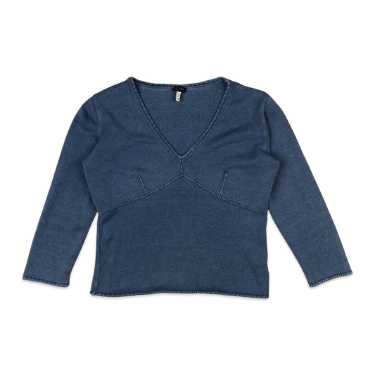 Armani Jeans Blue V Neck Knit Top 14 16