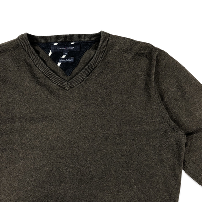 Tommy Hilfiger Brown V Neck Knit Jumper M