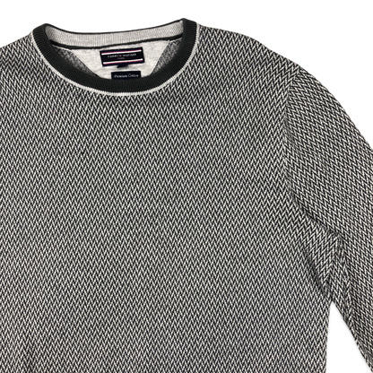 Tommy Hilfiger Grey Herringbone Knit Jumper L