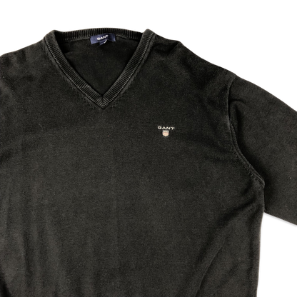 GANT Black V Neck Knit Jumper XL