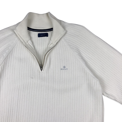 GANT Ribbed Knit Jumper 1/4 zip White L XL