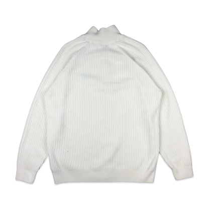 GANT Ribbed Knit Jumper 1/4 zip White L XL