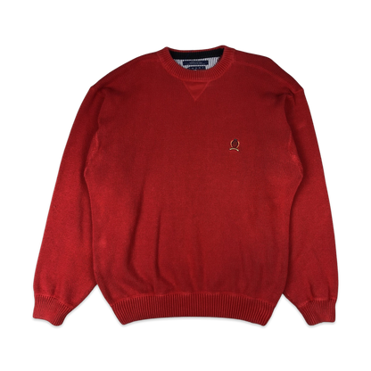 Vintage 90s Tommy Hilfiger Knit Jumper Red XL XXL