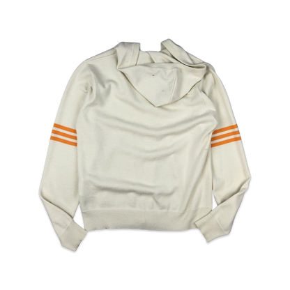 Vintage 00s Adidas Hooded Cardigan White Orange Stripe 10 12