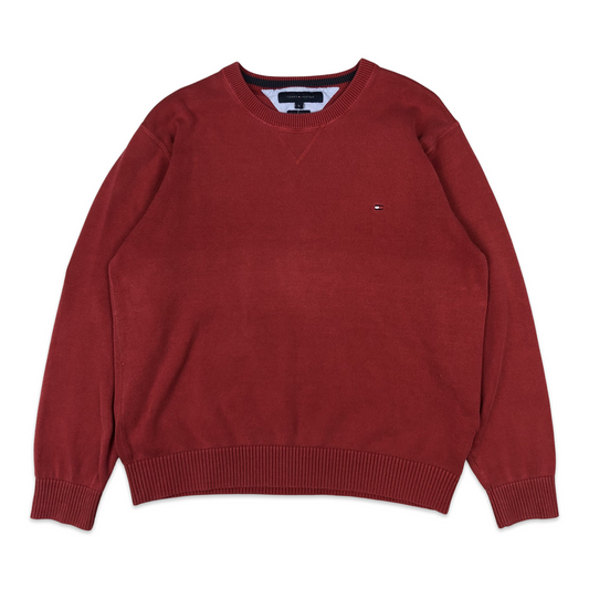 Tommy Hilfiger Knit Jumper Crew Neck Red M L