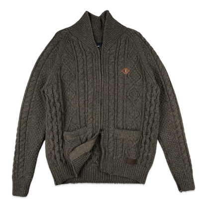 Fred Perry Cable Knit Cardigan Brown L XL