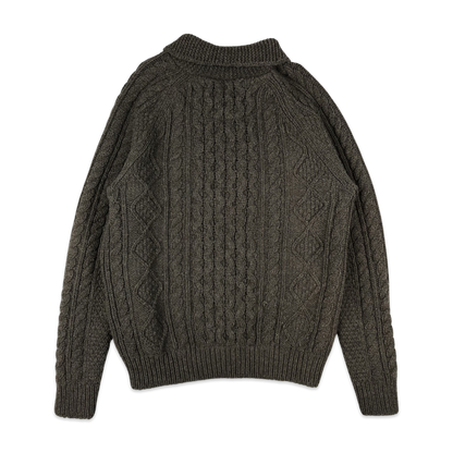 Fred Perry Cable Knit Cardigan Brown L XL