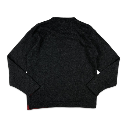 Vintage 90s Tommy Hilfiger Knit Jumper Grey Lambswool M L