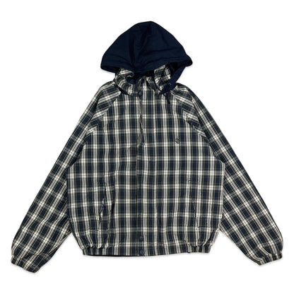 Vintage Nautica Plaid Navy Hooded Windbreaker XL 2XL 3XL Reversible
