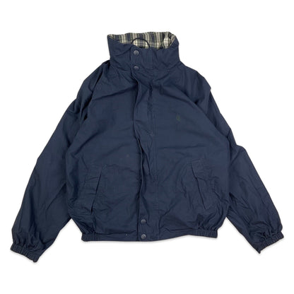 Vintage Nautica Plaid Navy Hooded Windbreaker XL 2XL 3XL Reversible