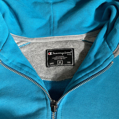 Vintage 90s 'Champion' Blue Grey Zip-Up Hoodie S M