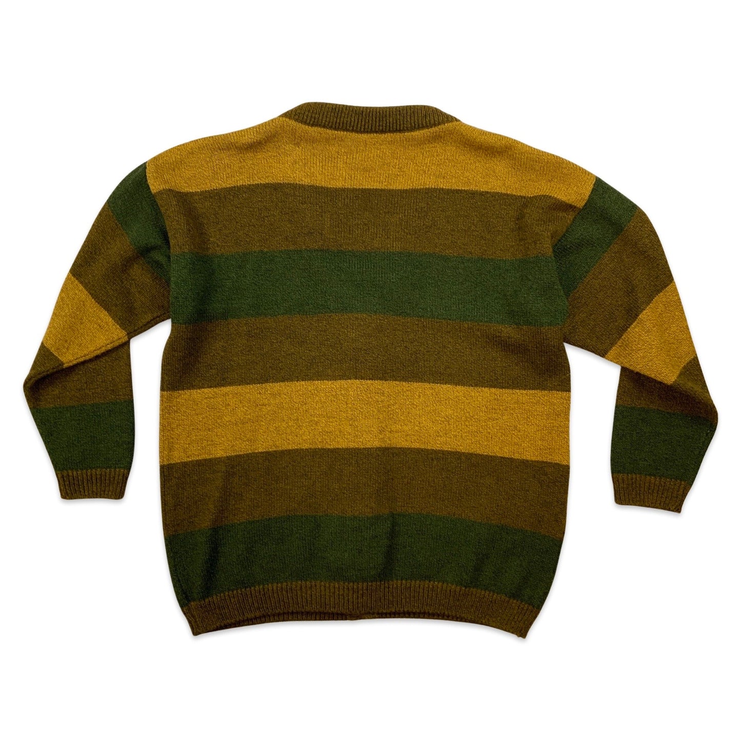 Vintage 80s Brown Orange & Green Striped Cardigan L XL