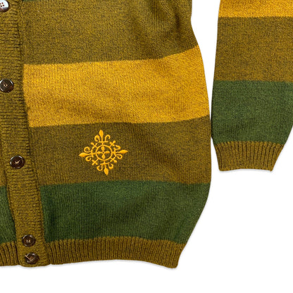 Vintage 80s Brown Orange & Green Striped Cardigan L XL
