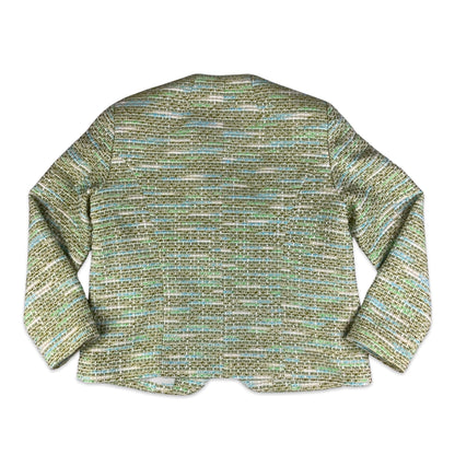 Vintage 90s Green & Blue Bouclé Coat 14 16