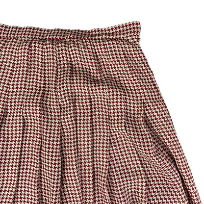 Vintage Red & White Dogtooth Pleated Skirt 4