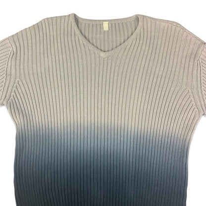 Vintage Grey & Blue Ombré Ribbed Jumper XL