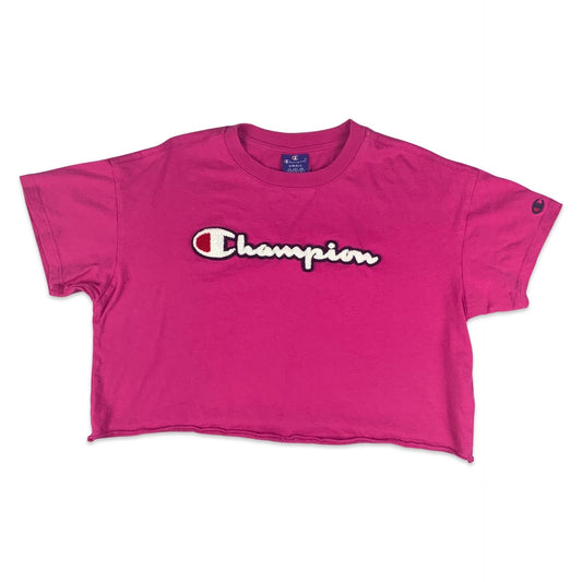 Vintage 90s Y2K Champion Hot Pink Crop Top 8 10 12