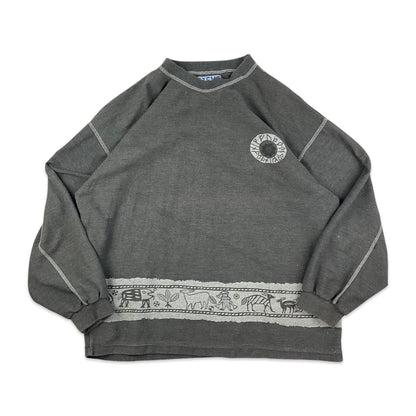 Vintage Grey Graphic Print Sweatshirt L XL
