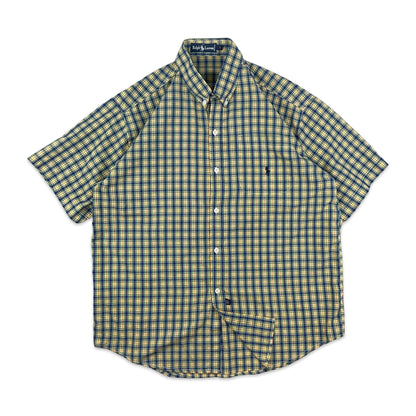 Vintage 80s Ralph Lauren Yellow & Blue Plaid Shirt L XL