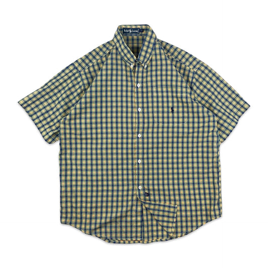 Vintage 80s Ralph Lauren Yellow & Blue Plaid Shirt L XL