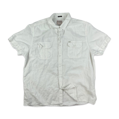 Guess White Linen Shirt L XL