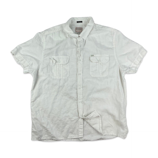 Guess White Linen Shirt L XL