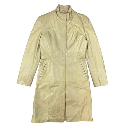 Vintage 90s Y2K Beige Leather Coat 12