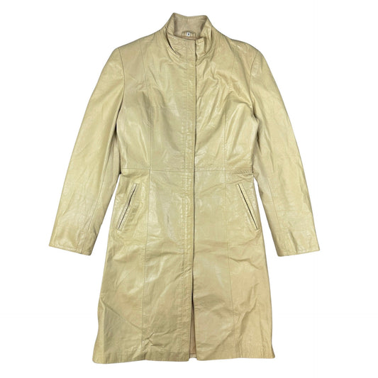 Vintage 90s Y2K Beige Leather Coat 12