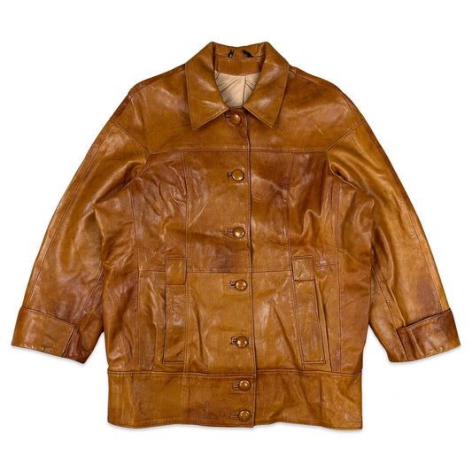 90s Vintage Tan Leather Jacket 16