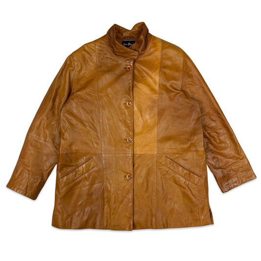 Vintage Tan Leather Jacket 12 14 16