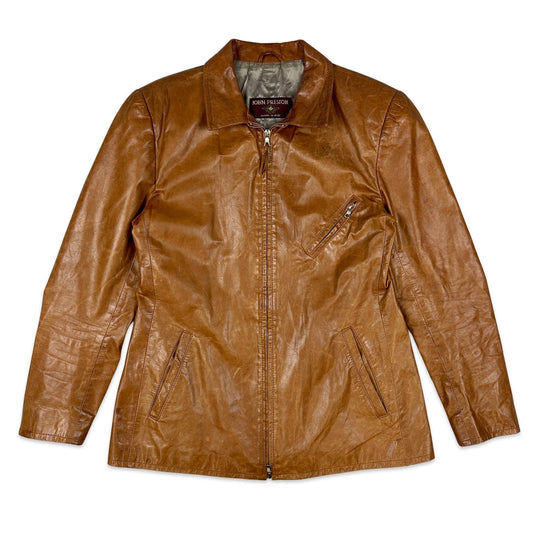 90s Vintage Tan Leather Jacket 14