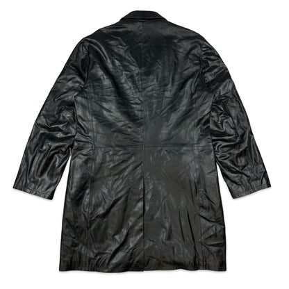 90s Vintage Benetton Black Leather Mac XL
