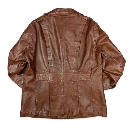 80s Vintage Brown Leather Jacket L