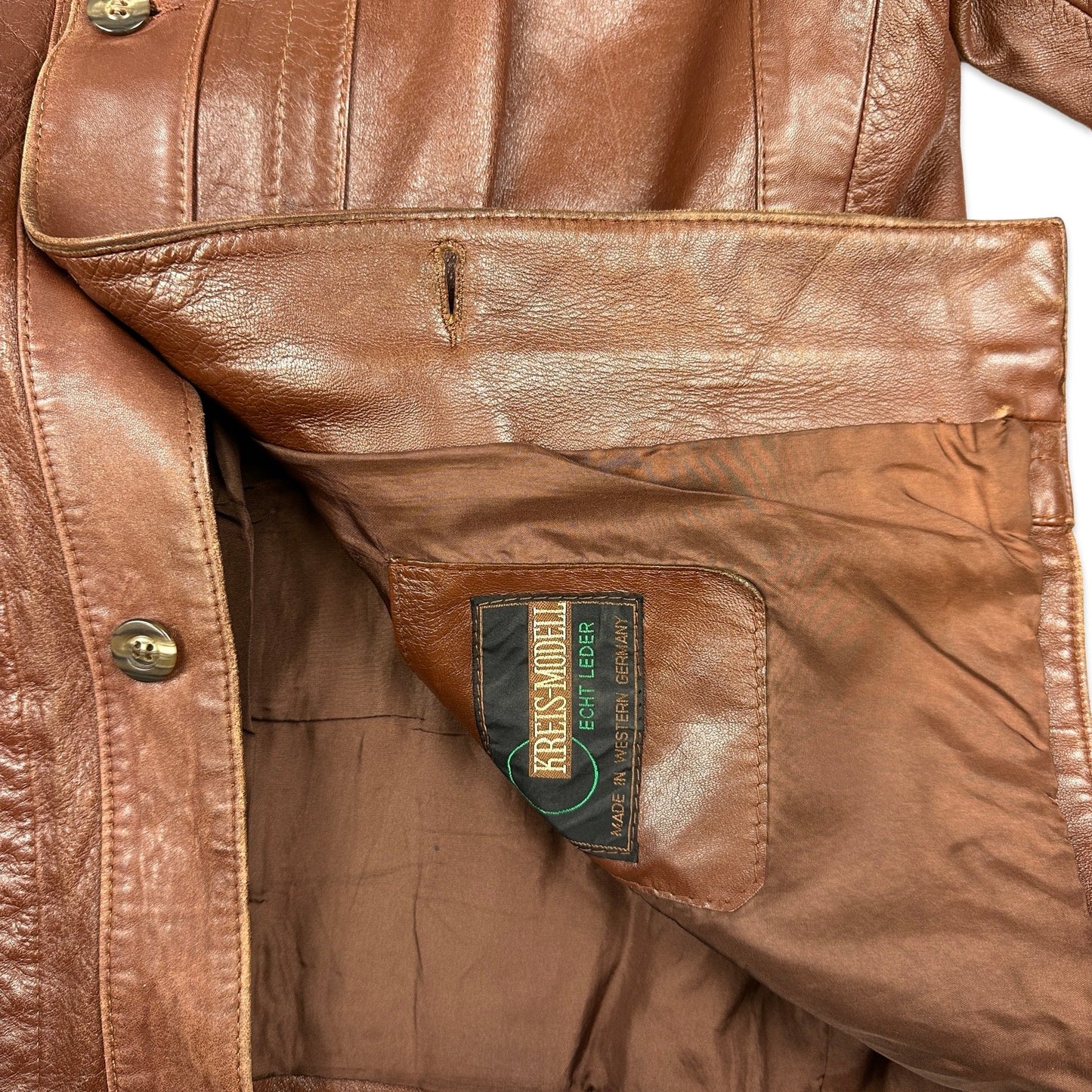 80s Vintage Brown Leather Jacket L