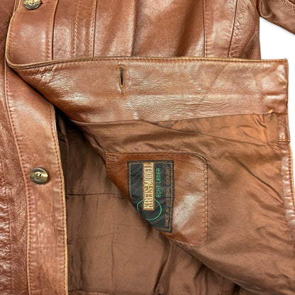 80s Vintage Brown Leather Jacket L