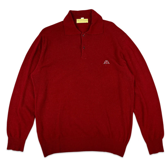 Vintage Burgundy Kappa Branded Knit Jumper XL