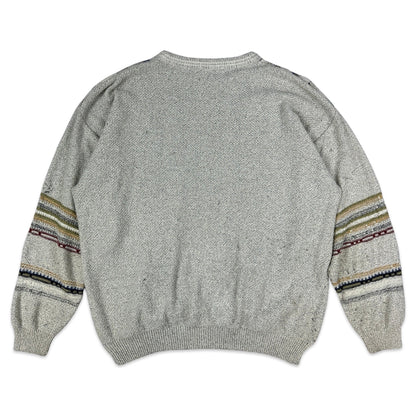 Vintage 90s Grey Patterned Knit Jumper XL
