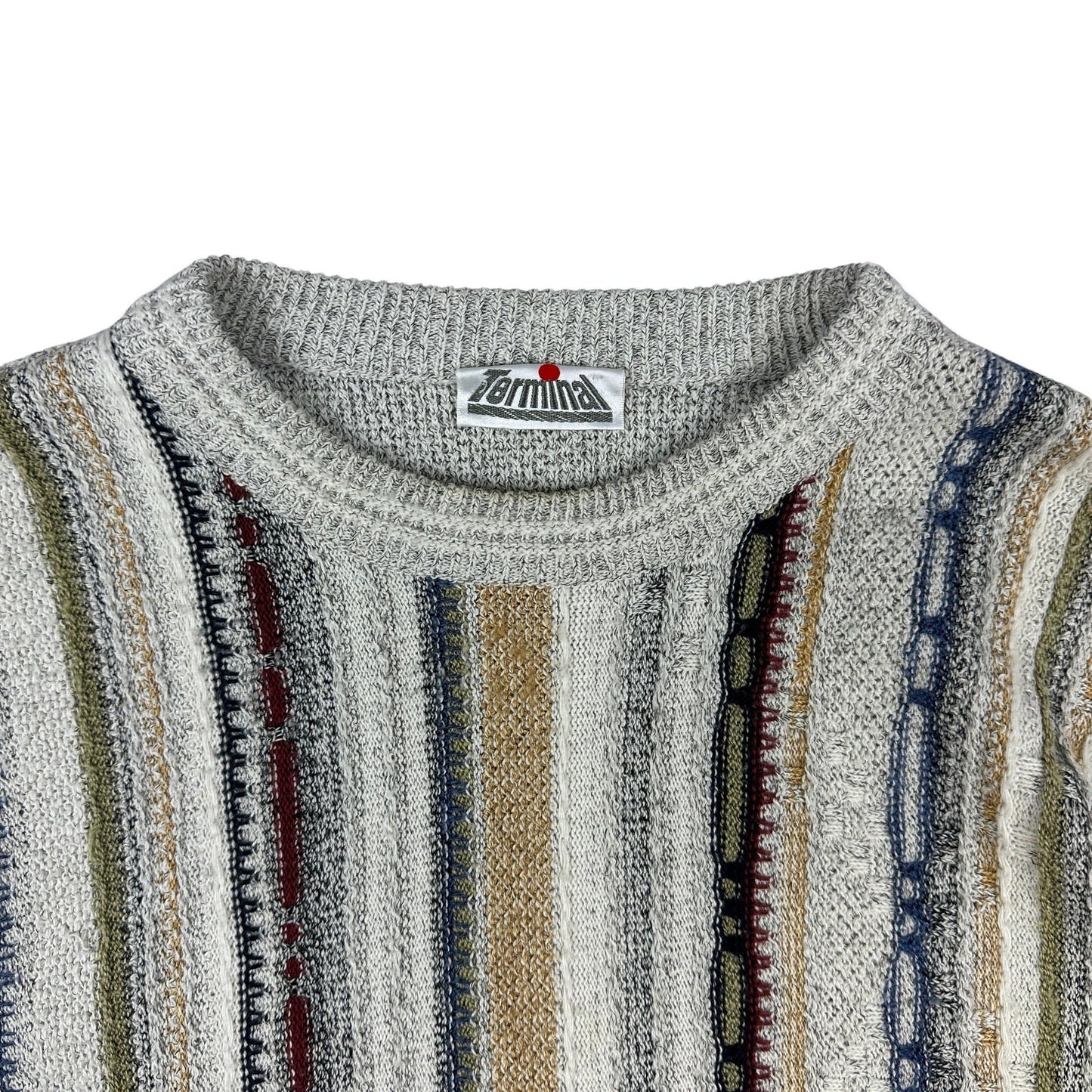 Vintage 90s Grey Patterned Knit Jumper XL