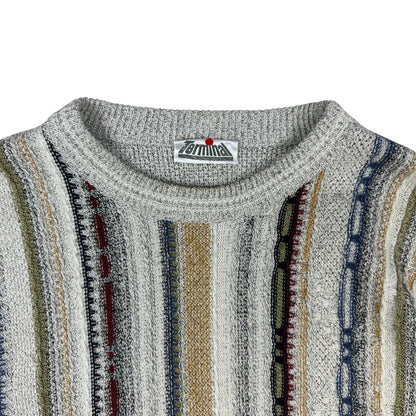 Vintage 90s Grey Patterned Knit Jumper XL