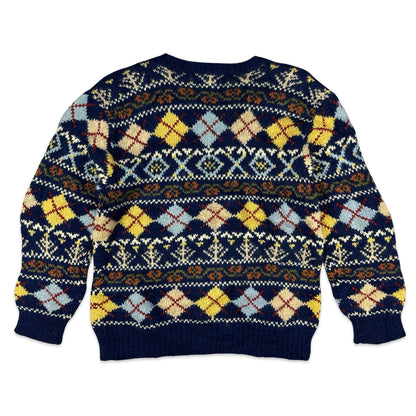 Vintage Blue Patterned Knit Jumper 10