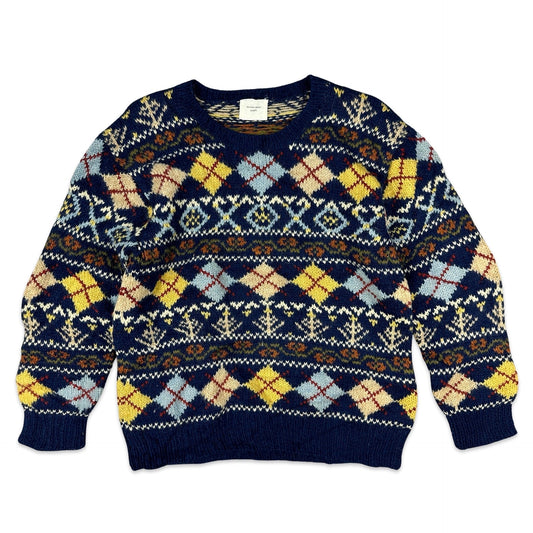 Vintage Blue Patterned Knit Jumper 10