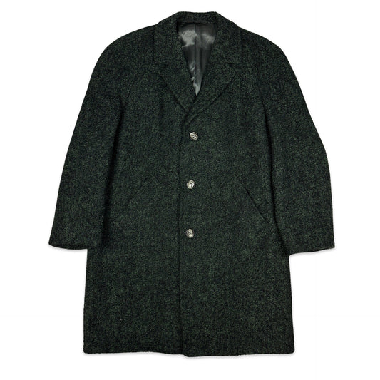 90s Vintage Green Woven Wool Duster Coat XL