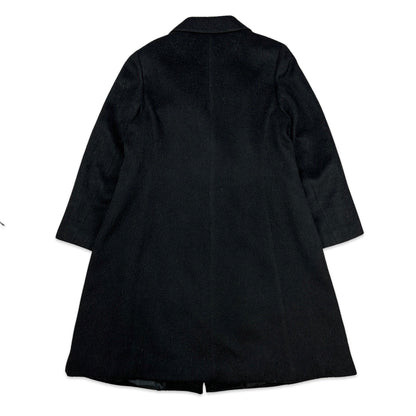 90s Vintage Black Wool Duster Coat 16
