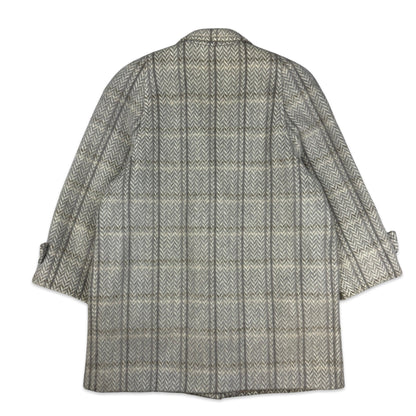 90s Vintage Grey Herringbone Wool Coat 16
