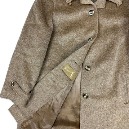 70s Vintage Beige Llama Wool Coat 16 18 20